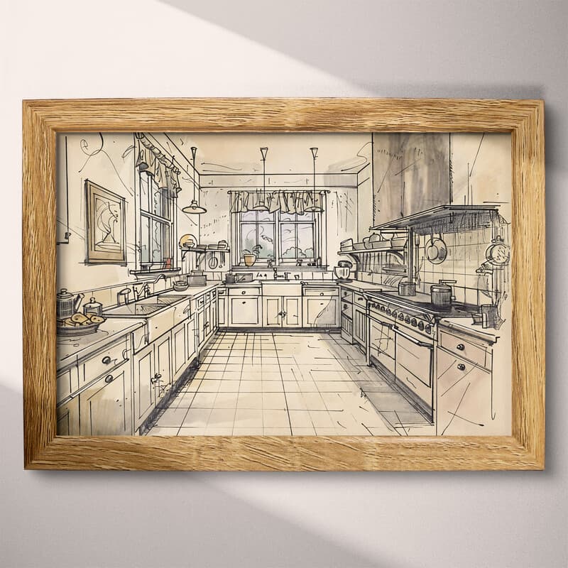 Full frame view of A vintage pencil sketch, a kitchen