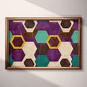 Full frame view of A minimalist textile print, symmetric hexagon pattern