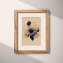 Matted frame view of A japandi pastel pencil illustration, a cherry blossom flower