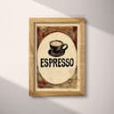 Full frame view of A vintage linocut print, the words "ESPRESSO" with an espresso