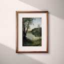 Matted frame view of An impressionist oil painting, lake vista in summer