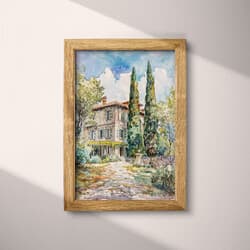 Italian Villa Digital Download | Architecture Wall Decor | Architecture Decor | Gray, Black, Blue, Brown and Yellow Print | Impressionist Wall Art | Living Room Art | Housewarming Digital Download | Summer Wall Decor | Watercolor