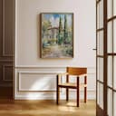 Room view with a full frame of An impressionist watercolor painting, italian villa