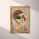 Full frame view of An abstract vintage oil painting, a woman with green eye shadow