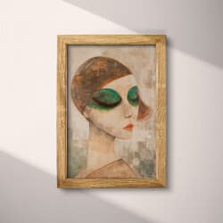 Woman Digital Download | Portraits Wall Decor | Portrait Decor | Brown, Black and Beige Print | Vintage Wall Art | Living Room Art | Halloween Digital Download | Autumn Wall Decor | Oil Painting
