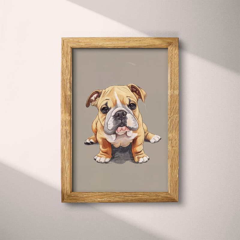 Full frame view of A cute chibi anime pastel pencil illustration, a bulldog