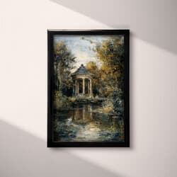 Gazebo Digital Download | Outdoor Wall Decor | Landscapes Decor | Black, Blue, Gray, Brown and Yellow Print | Impressionist Wall Art | Living Room Art | Housewarming Digital Download | Summer Wall Decor | Oil Painting