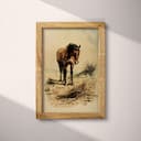 Full frame view of A vintage pastel pencil illustration, a horse and tumbleweed