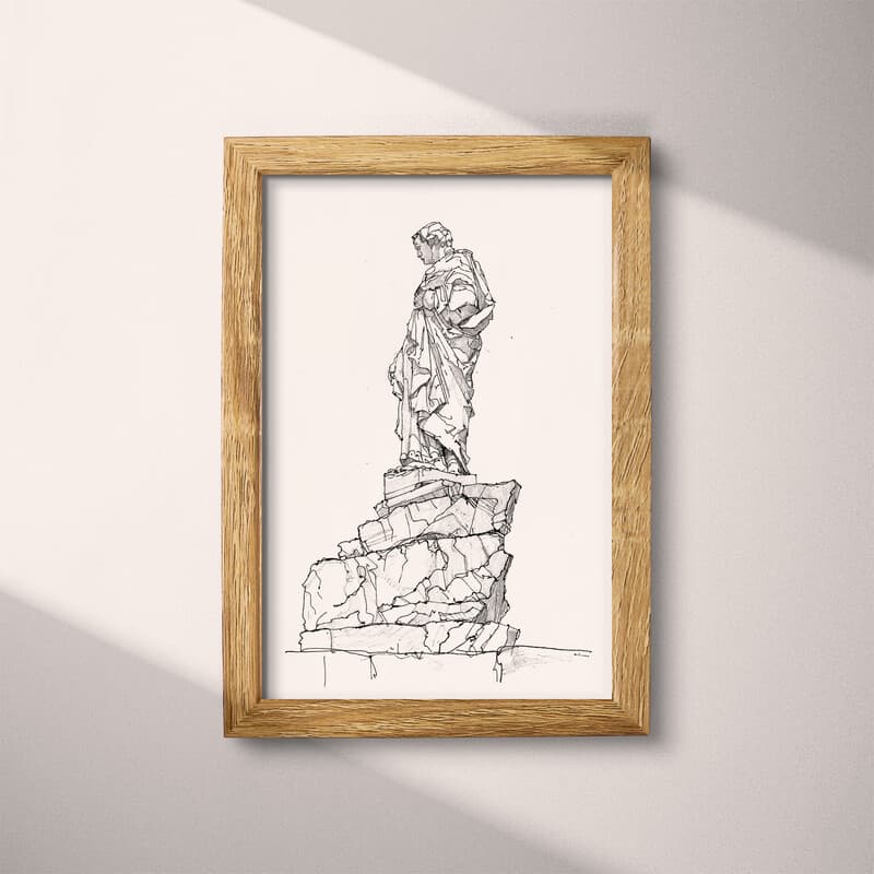 Full frame view of A vintage pencil sketch, a garden sculpture