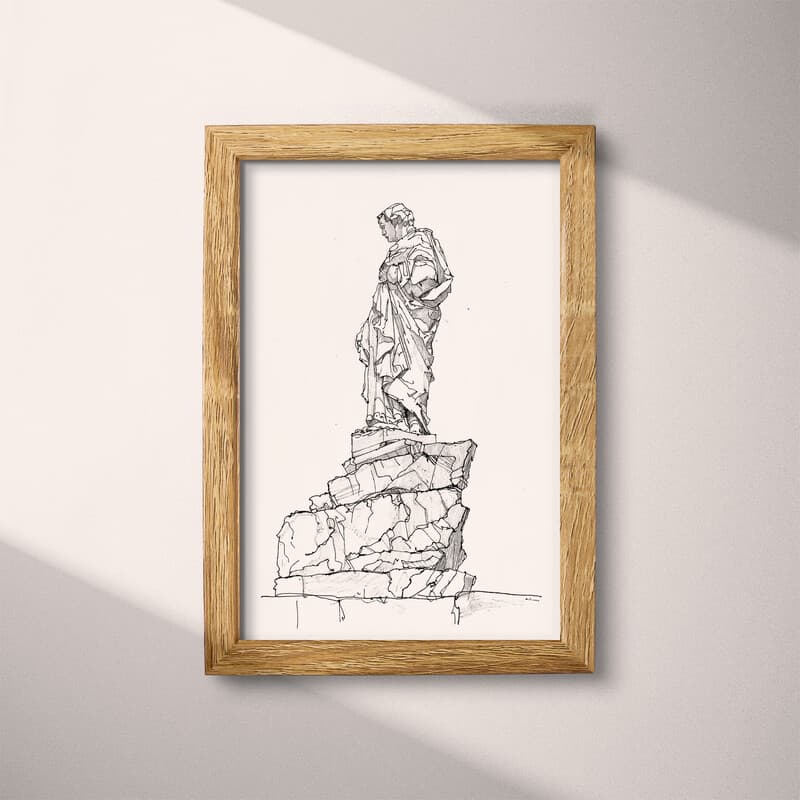 Full frame view of A vintage pencil sketch, a garden sculpture