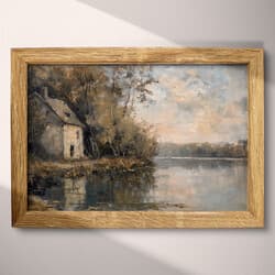 Cottage Digital Download | Landscape Wall Decor | Landscapes Decor | Gray, Black and Brown Print | Impressionist Wall Art | Living Room Art | Housewarming Digital Download | Autumn Wall Decor | Oil Painting