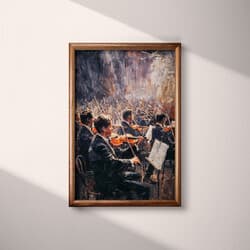 Orchestra Performance Art | Music Wall Art | Music Print | Black, Gray, Red, White and Pink Decor | Vintage Wall Decor | Living Room Digital Download | Autumn Art | Oil Painting