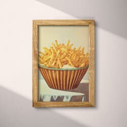 French Fries Digital Download | Food Wall Decor | Food & Drink Decor | White, Brown and Green Print | Vintage Wall Art | Kitchen & Dining Art | Summer Digital Download | Pastel Pencil Illustration