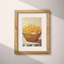 Matted frame view of A vintage pastel pencil illustration, basket of french fries on a table