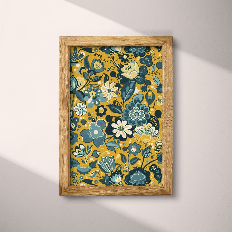 Full frame view of A bohemian textile print, simple floral pattern