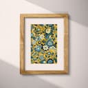 Matted frame view of A bohemian textile print, simple floral pattern