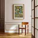 Room view with a matted frame of A bohemian textile print, simple floral pattern