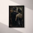 Full frame view of A vintage oil painting, man and woman at an opera, back view