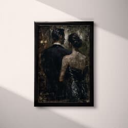 Opera Audience Art | People Wall Art | Portrait Print | Black, Brown, Gray and Beige Decor | Vintage Wall Decor | Living Room Digital Download | Autumn Art | Oil Painting