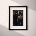 Matted frame view of A vintage oil painting, man and woman at an opera, back view