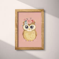 Owl Digital Download | Animal Wall Decor | Animals Decor | Pink, Black, Brown, Blue, Gray and Red Print | Cute Simple Wall Art | Nursery Art | Baby Shower Digital Download | Valentine's Day Wall Decor | Spring Decor | Cartoon Drawing
