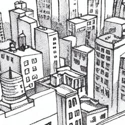 City Block Digital Download | Urban Wall Decor | Architecture Decor | White, Black and Gray Print | Vintage Wall Art | Office Art | Housewarming Digital Download | Graphite Sketch
