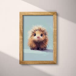 Porcupine Digital Download | Wildlife Wall Decor | Animals Decor | Blue, Purple and Brown Print | Chibi Wall Art | Kids Art | Baby Shower Digital Download | Autumn Wall Decor | Pastel Pencil Illustration