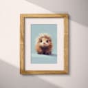 Matted frame view of A cute chibi anime pastel pencil illustration, a porcupine