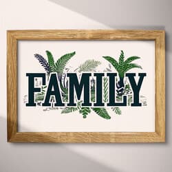 Family Plants Digital Download | Family Wall Decor | Quotes & Typography Decor | White, Black and Green Print | Vintage Wall Art | Living Room Art | Housewarming Digital Download | Mother's Day Wall Decor | Spring Decor | Linocut Print