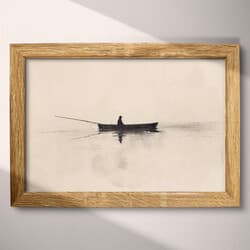 Fishing Art | Outdoor Wall Art | Portrait Print | Brown, Black and Gray Decor | Vintage Wall Decor | Living Room Digital Download | Housewarming Art | Father's Day Wall Art | Summer Print | Graphite Sketch