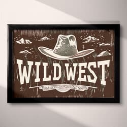 Wild West Art | Western Wall Art | Western Print | Brown, White and Gray Decor | Vintage Wall Decor | Game Room Digital Download | Bachelor Party Art | Summer Wall Art | Linocut Print