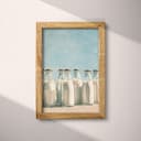 Full frame view of A vintage pastel pencil illustration, bottles of milk