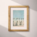 Matted frame view of A vintage pastel pencil illustration, bottles of milk