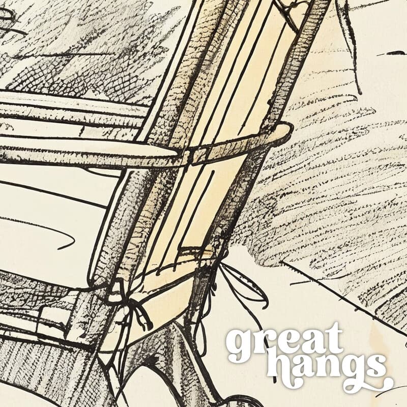 Closeup view of A vintage graphite sketch, patio chairs