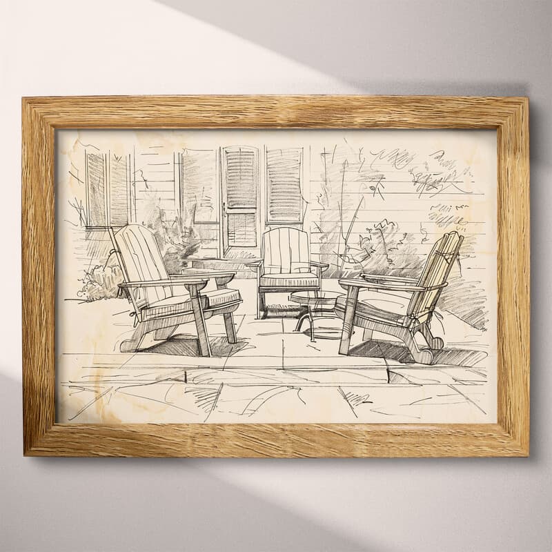 Full frame view of A vintage graphite sketch, patio chairs