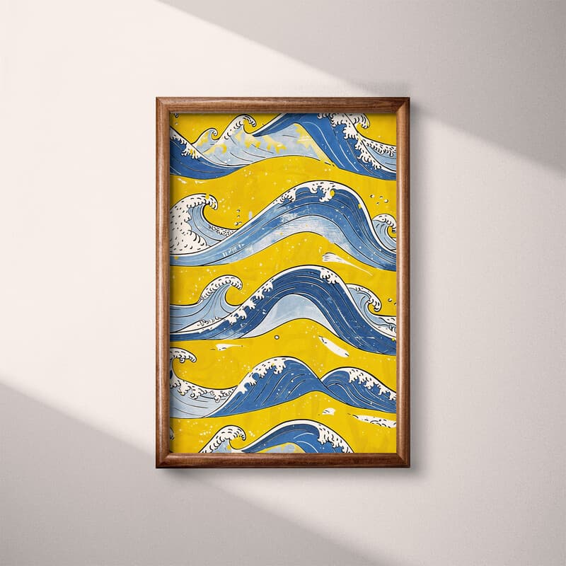 Full frame view of A wabi sabi textile print, symmetric wave pattern