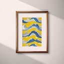 Matted frame view of A wabi sabi textile print, symmetric wave pattern