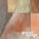 Closeup view of An abstract impressionist oil painting, geometric shapes