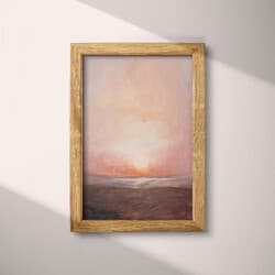 Sunset Digital Download | Nature Wall Decor | Landscapes Decor | Pink, Brown, Black and Beige Print | Contemporary Wall Art | Living Room Art | Housewarming Digital Download | Summer Wall Decor | Oil Painting