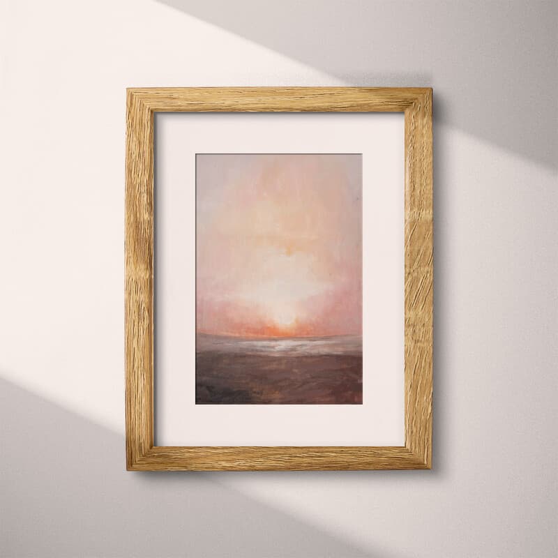 Matted frame view of An abstract contemporary oil painting, a sunset