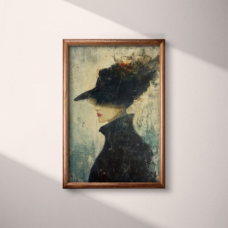 Full frame view of An abstract vintage oil painting, a fashionable woman