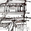 Closeup view of A contemporary ink sketch, greek architecture