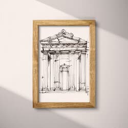 Greek Architecture Art | Architecture Wall Art | Architecture Print | White, Black and Gray Decor | Contemporary Wall Decor | Living Room Digital Download | Housewarming Art | Ink Sketch