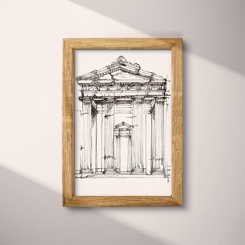 Full frame view of A contemporary ink sketch, greek architecture