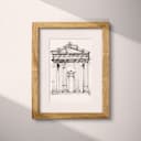 Matted frame view of A contemporary ink sketch, greek architecture