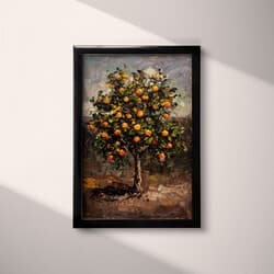 Orange Tree Digital Download | Nature Wall Decor | Botanical Decor | Black, Gray, Beige, Brown, Orange and White Print | Impressionist Wall Art | Living Room Art | Housewarming Digital Download | Autumn Wall Decor | Oil Painting