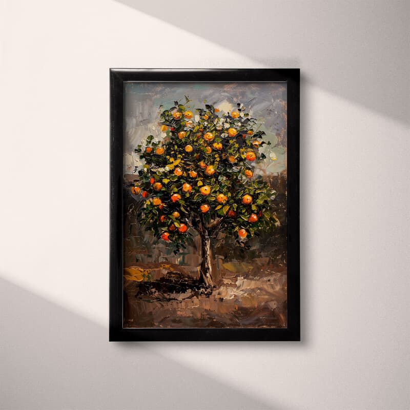 Full frame view of An impressionist oil painting, an orange tree