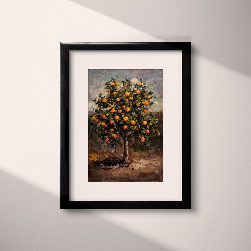 Matted frame view of An impressionist oil painting, an orange tree