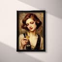 Full frame view of An art deco oil painting, a woman with a champagne glass