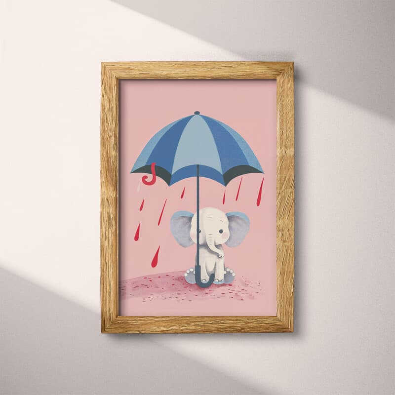 Full frame view of A cute simple cartoon drawing, an elephant under an umbrella